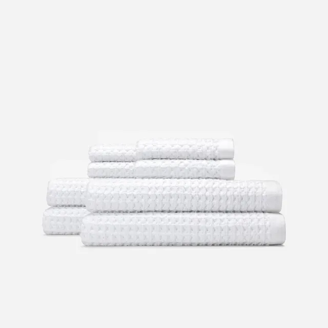 slowtide-guild-waffle-bath-towel-bundle-4-4-white-lot-de-4-serviettes-de-bain-et image 1
