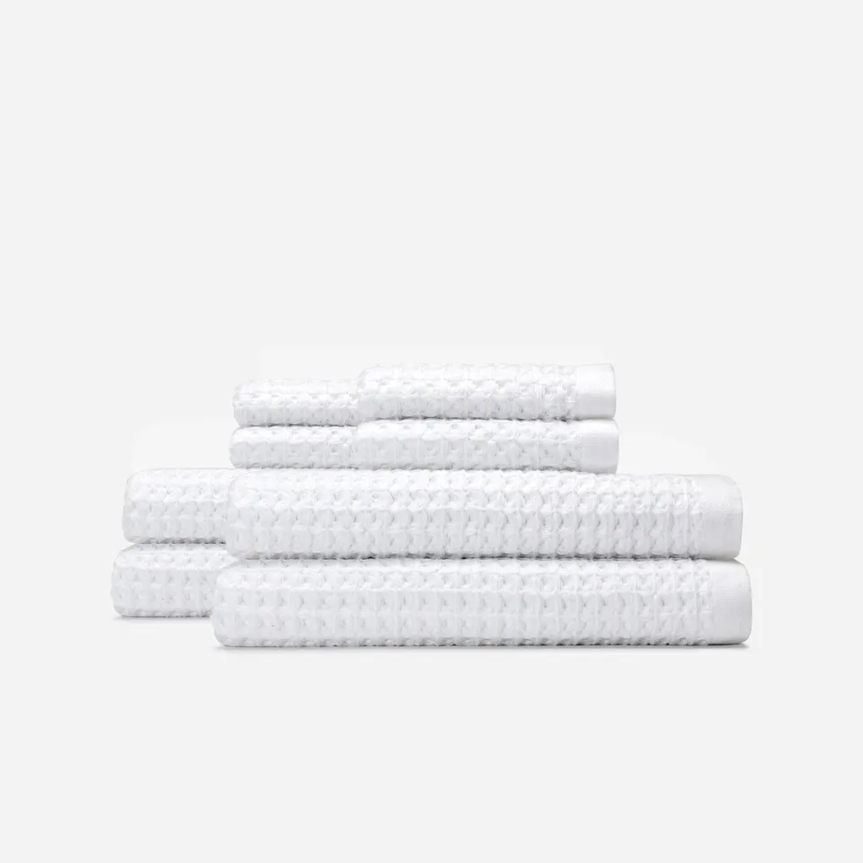 slowtide-guild-waffle-bath-towel-bundle-4-4-white-lot-de-4-serviettes-de-bain-et image 1