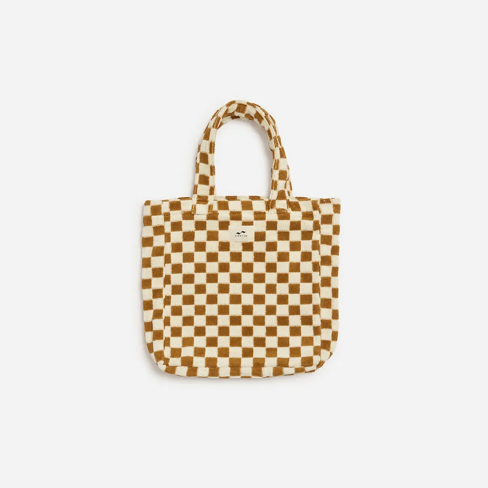 slowtide-mate-terry-tote-brush-sac-cabas-en-ponge-de-coton-motif-damier-avec-poc image 1