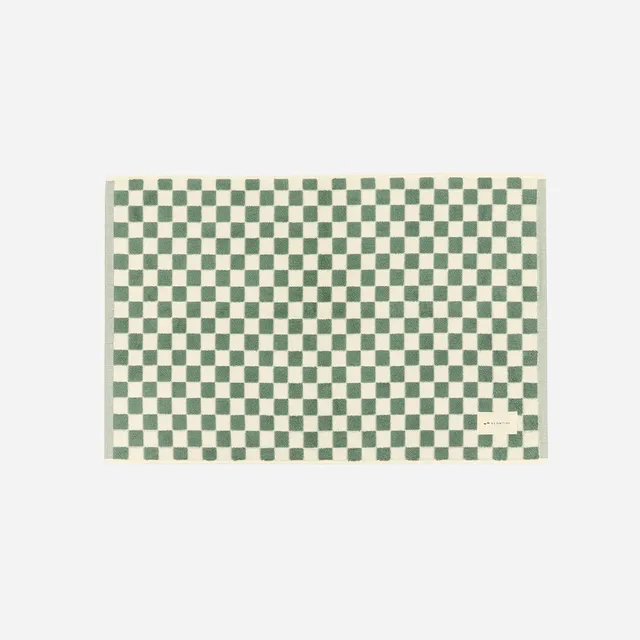 slowtide-mate-bath-mat-sage-tapis-de-bain-coton-1000-gsm-motif-damier-60-x-90-cm image 1