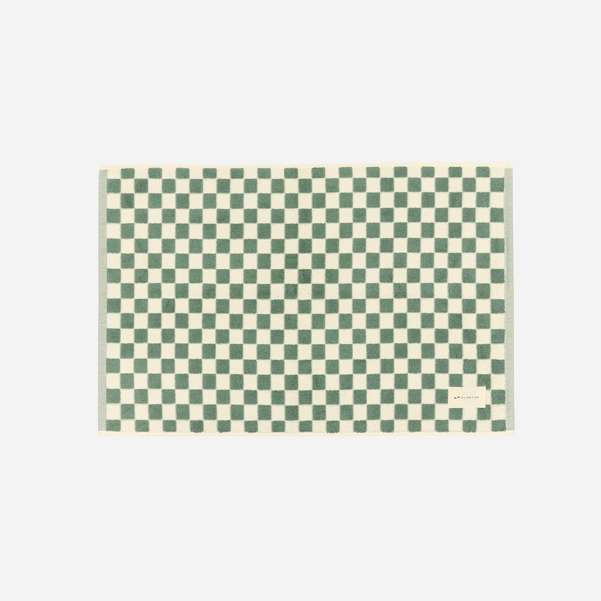 slowtide-mate-bath-mat-sage-tapis-de-bain-coton-1000-gsm-motif-damier-60-x-90-cm image 1